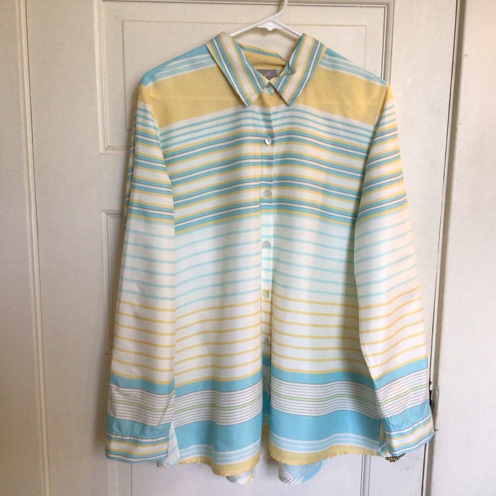 J. Jill Silk Stripped Button Down Shirt